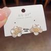 Light Luxury Sweet Micro-Paved Flower Stud Earrings with S925 Silver Needle - High-End Niche Design.