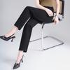 Fanzhen Women's High-Waist Straight-Leg Cropped Casual Suit Pants