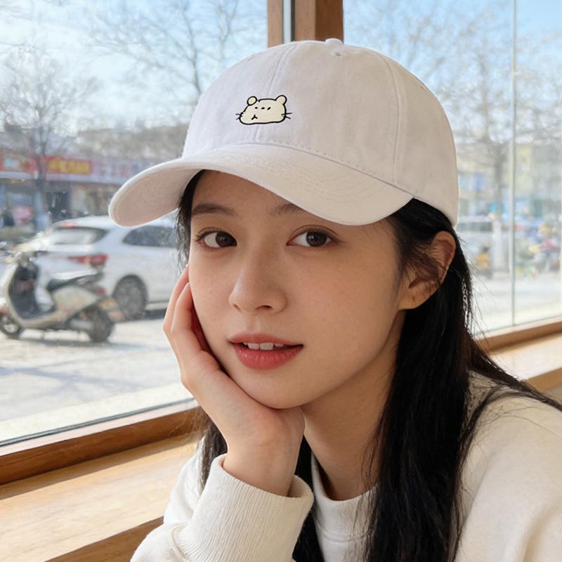 

New Hamster Embroidery Wide Brim Big Head Circumference Small Baseball Cap regular