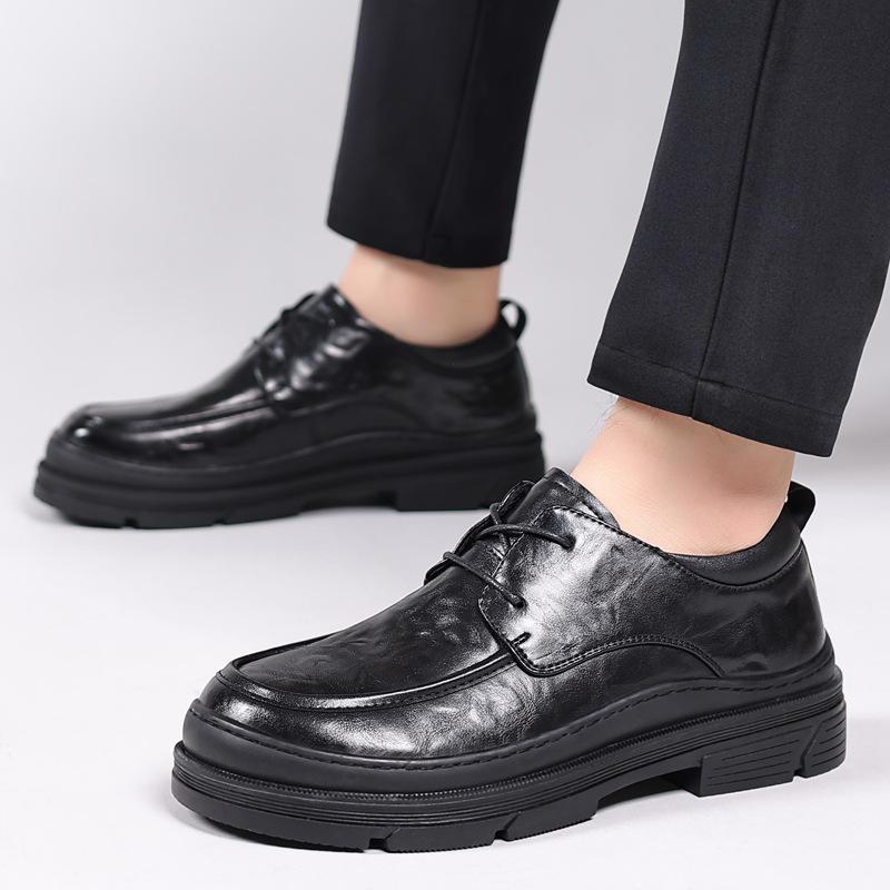 Jesienne brytyjskie retro ręcznie robione mokasyny męskie ze skóry naturalnej ręcznie robione buty z okrągłym noskiem leniwe wsuwane skórzane buty biznesowe