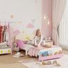Toddler Bed with Storage, Guardrails, Sun Design, for Ages 3-8 Years, Fits 140 X 70cm Mattress,