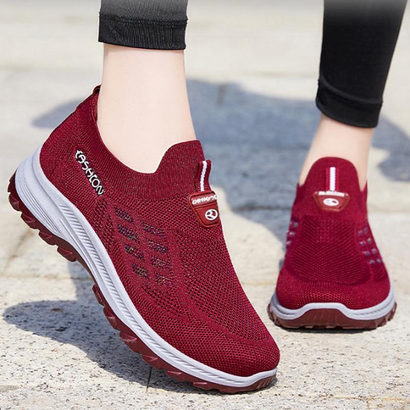 Women Vulcanized Shoes  High Quality Breathable Mesh Women Sneakers Soft Slip On Flats Shoes Women Loafers Walking Flat