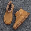 Suede Leather Men's Casual Shoes Luxury Outdoor Male Ankle Boots Warm Plush Fur Winter Boots Slip On Leisure Walk High Top Botas