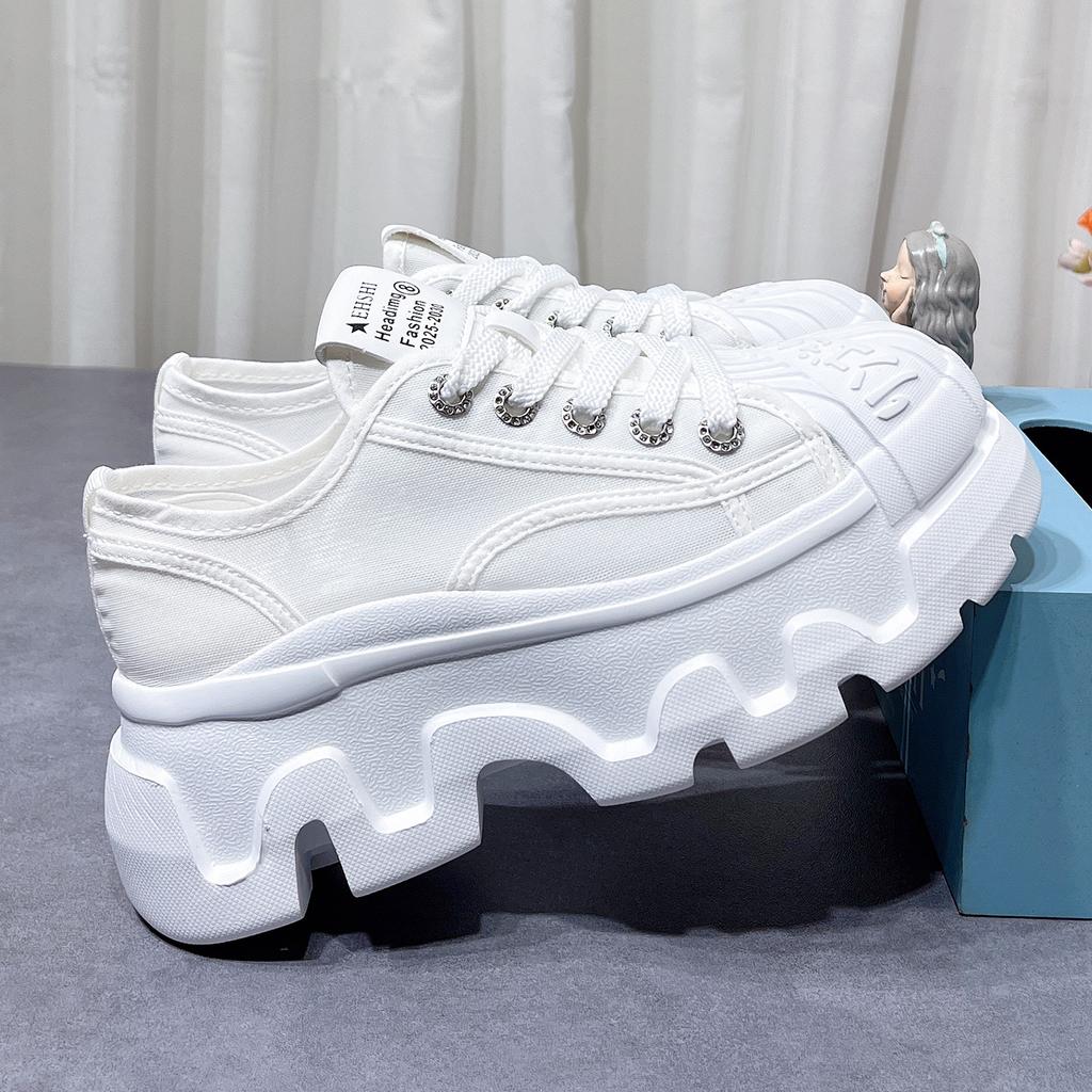 Mesh breathable little white shoes women's 2025 spring and summer new small thick-soled heightening muffin shoes fashionable casual board shoes