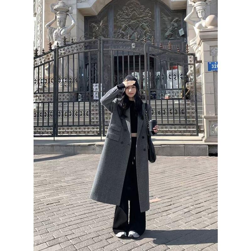 Winter Loose Thickened Herringbone Wool Coat Women Elegant Loose Cotton Padded Slim Tweed Jacket