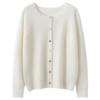 2026 Autumn/Winter Women's Pure Cashmere Round Neck Loose Knit Cardigan Sweater, Solid Color, Long Sleeve.