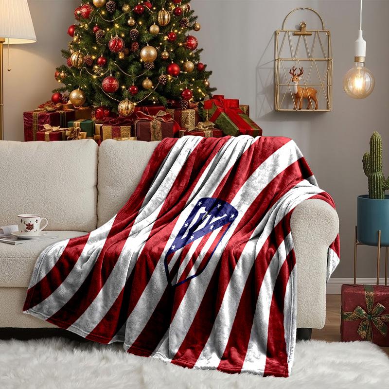 Coperta Atletico Madrid Stemma Coperte in Flanella Peluche per Divano Letto Regali per Uomini Donne Coperta da Viaggio Picnic Regali di Natale per Fan