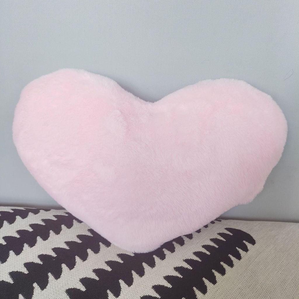 Heart-Shaped Imitation Rabbit Fur Pillow - Decorative Sofa & Bedside Cushion