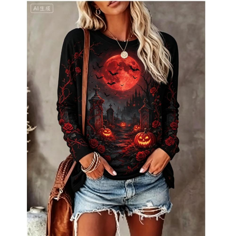 Women'S Pink Cute Skull And Bone for All-Over Print Crew Neck Long Sleeve