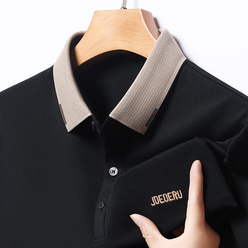 

Рубашка поло, мужская футболка с коротким рукавом, деловая, повседневная, мужская, с вышитыми буквами на лацканах, с коротким рукавом 4XL чёрный