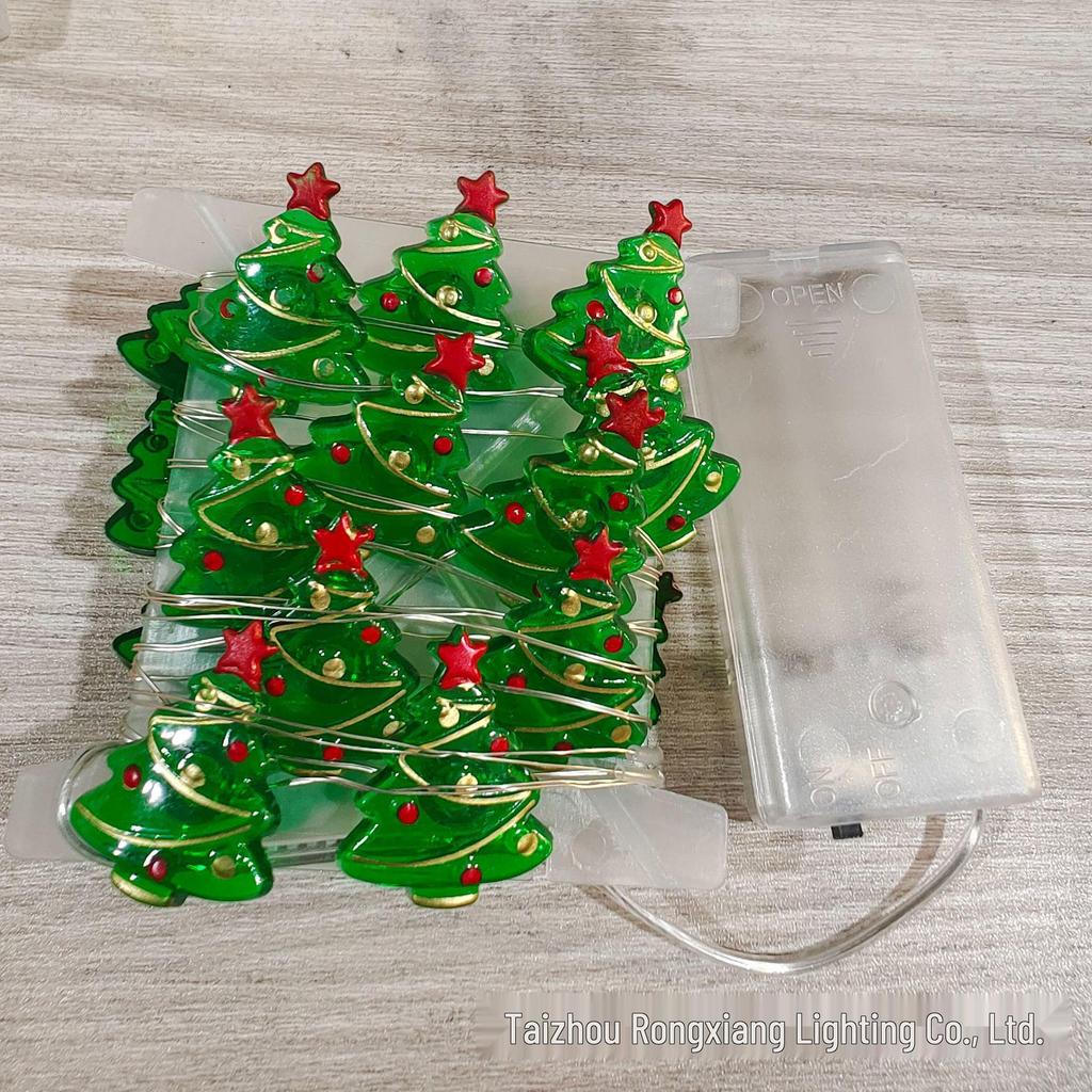 LED Christmas String Lights - Santa, Candy Cane & Snowman Designs with Battery Box, Copper Wire Decoration