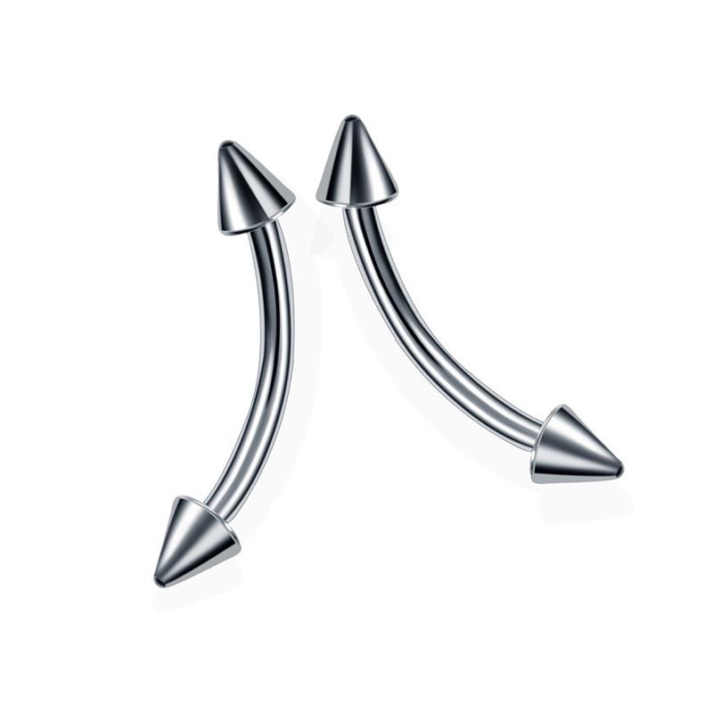 F136 Titanium Double-Headed Curved Barbell with Round Ball Studs - Versatile Piercing Jewelry for Tongue, Nipple, Eyebrow, Ear Cartilage.