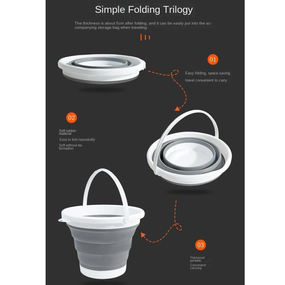 5/10L Thickened Silicone Bucket Water Storage Kitchen Camp Bucket  for Car Washing