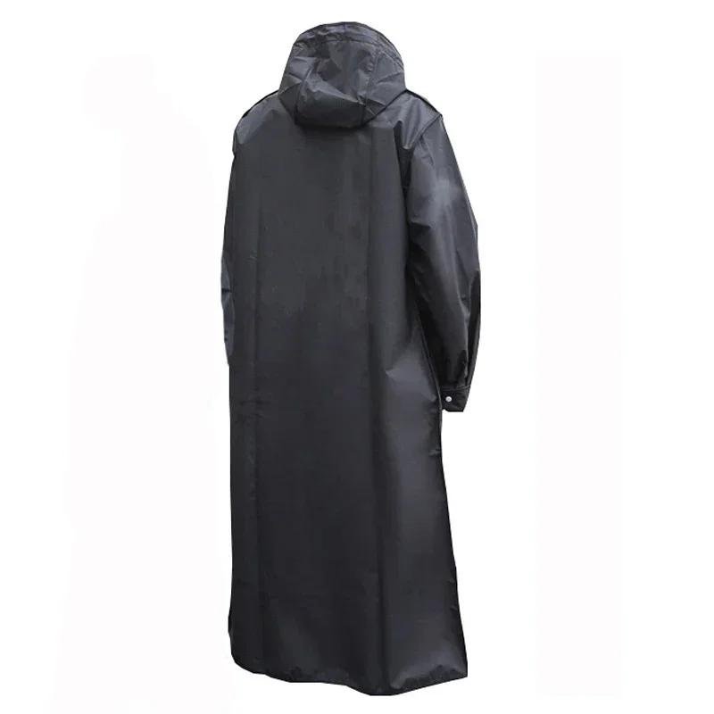 Black Fashion Adult Waterproof Long Raincoat Lady's Men Rain Coat Hooded Outdoor Hiking Travel Fishing Climbing Thickened