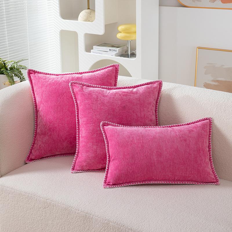 Fashion Nordic Simple Green Chenille Pillowcase Hemp Rope Woven Living Room Sofa Pillow Bedroom Bedside Pillow Cushion Wholesale