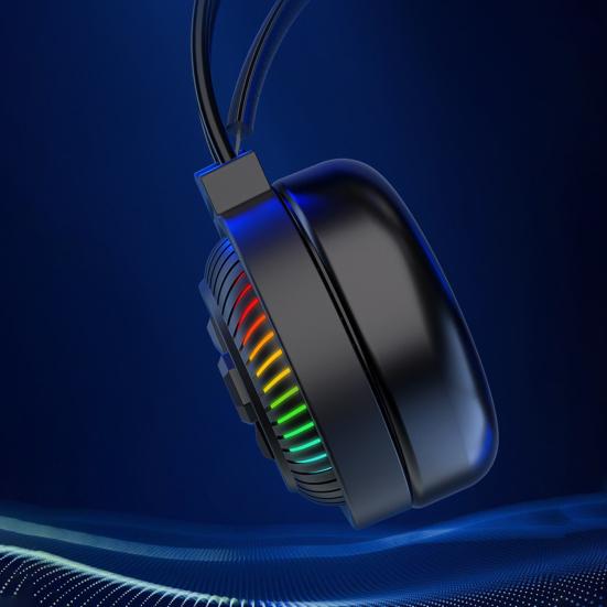 PSH-400 Wired Headphone Luminous Noise Reduction 3.5mm USB HiFi Stereo Gaming Headset with Microphone for Desktop