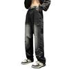 Fashion Stars Towel Embroidery Brown Men Jeans Pants Y2K Clothes Straight Hip Hop Cotton Trousers Pantalon Homme