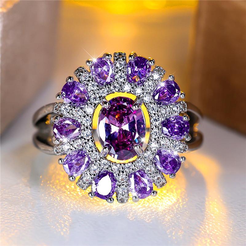

Charm Female Purple Zircon Stone Engagement Ring Silver Color Wedding Jewelry For Women 6