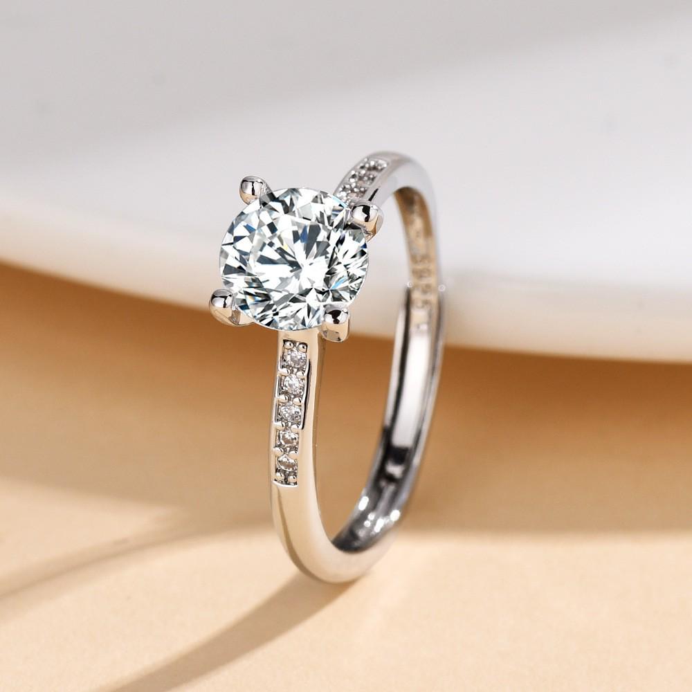 TikTok Influencer Inspired Moissanite Six-Prong Wedding Ring for Women - One Carat Jewelry