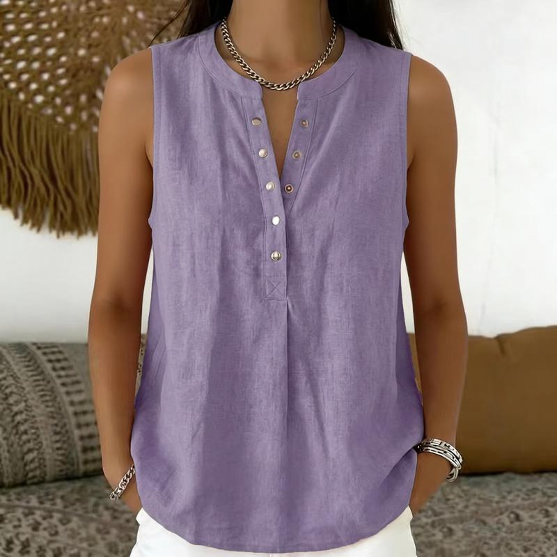DICFY Women's Fashion Casual Summer Spring V-Neck Sleeveless Blouses & Shirts