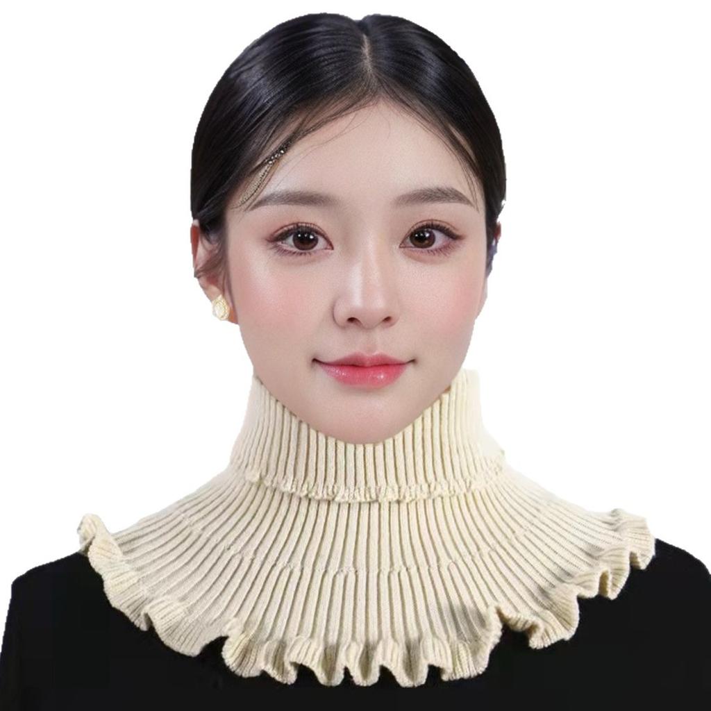 Wool Fake Collar Cervical Support Solid Knit Lapel Scarf Warm Versatile Neck Cover Fashion Minimalist High Neck Women