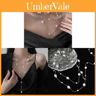 French Vintage Pearl Necklace For Women With Geometric Design And Elegant Style