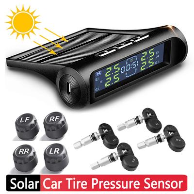 AN-01D Solar Power TPMS Digital Clock Car TPMS 4Wheel Car Tire Pressure Alarm Monitor System Tyre Pressure Temperature Warning