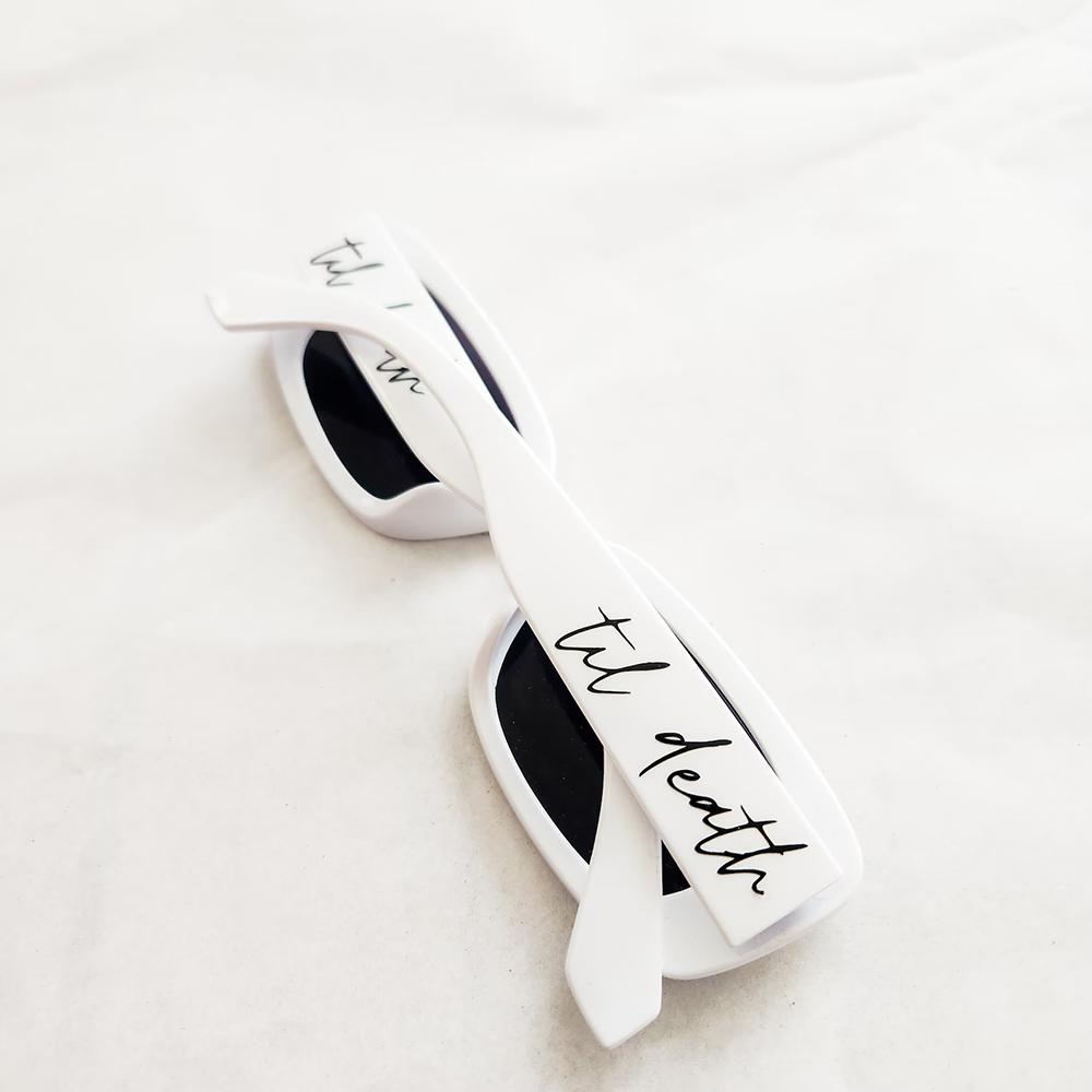 Солнцезащитные очки До смерти Ретро Юбилей Свадьба Невеста Медовый месяц Готика Хэллоуин Декор для девичника 1Pcs 14.4x3.3cm