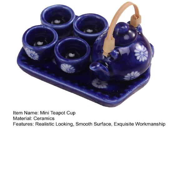 1 Set 1:12 Mini Teapot Cup Realistic Decorative Ceramics Japanese Style Porcelain Tea Kit Dollhouse Accessories for Living Room
