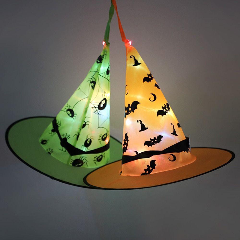 Hanging Ornament Halloween Witch Wizard Hat Home Accessories Wicked Witch Lighted Magican Hat Witch Hats with LED Light