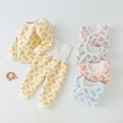 Ensemble de Pyjama Chaud en Pur Coton Taille Haute pour Enfants pour l'Automne et l'Hiver - Vêtements d'Intérieur pour Bébé et Tout-Petit avec Protection du Ventre