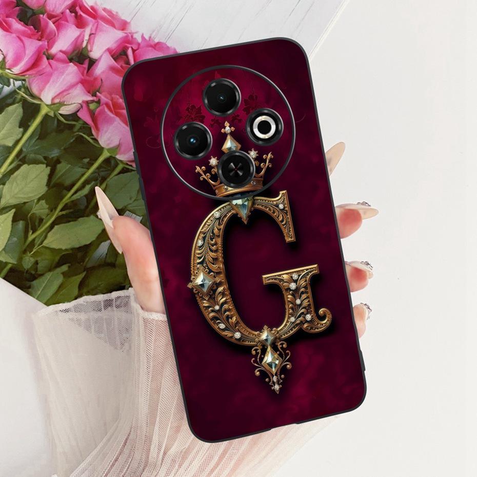 2025 Fashion Crown Letter Case For Tecno Spark 30C 30 Pro 4G Black Silicone Soft Cover For Tecno Spark30C 30 30Pro Phone Cases