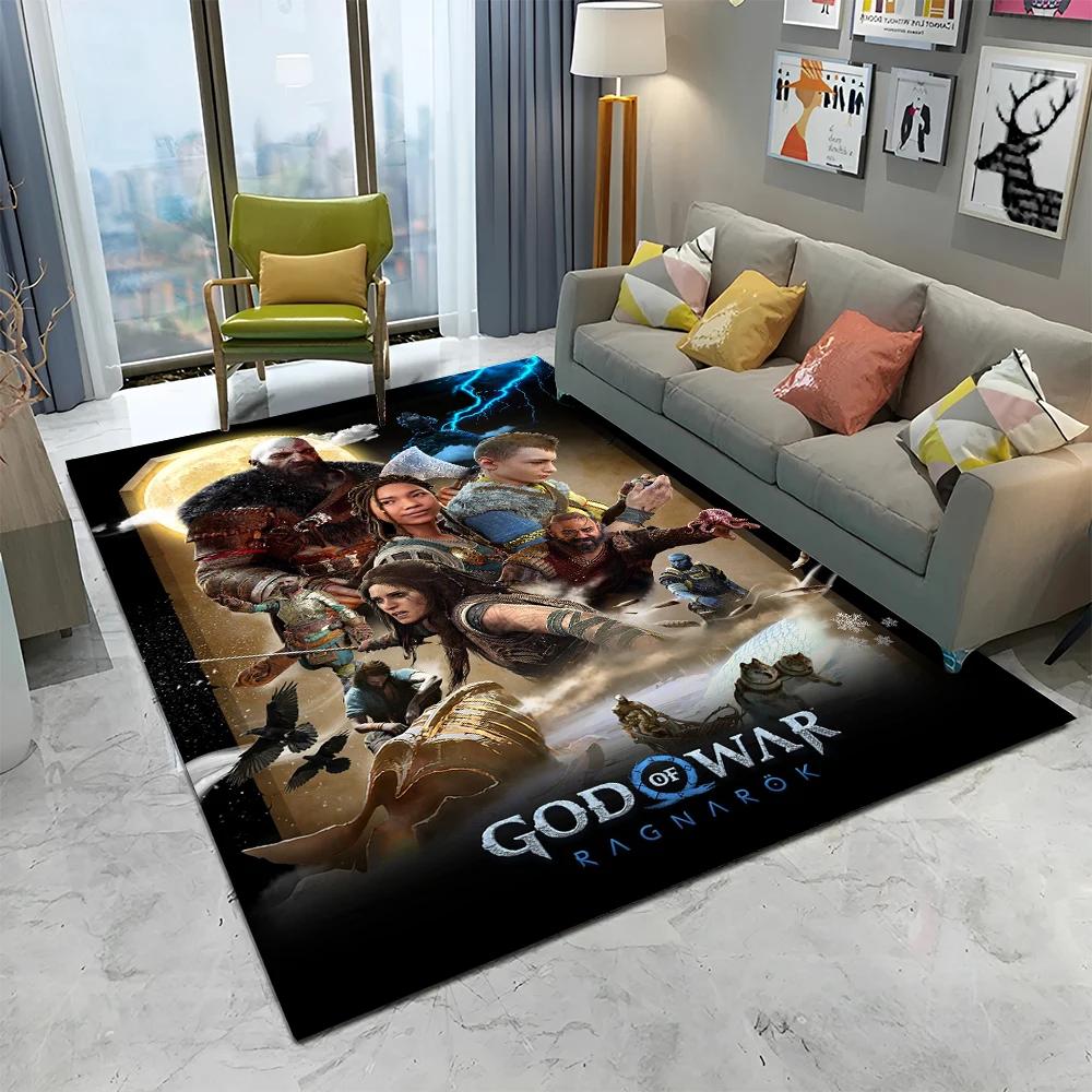 3D God of War Games Gamer Kratos HD Carpet Rug for Home Living Room Bedroom Sofa Doormat Decor,kids Area Rug Non-slip Floor Mat