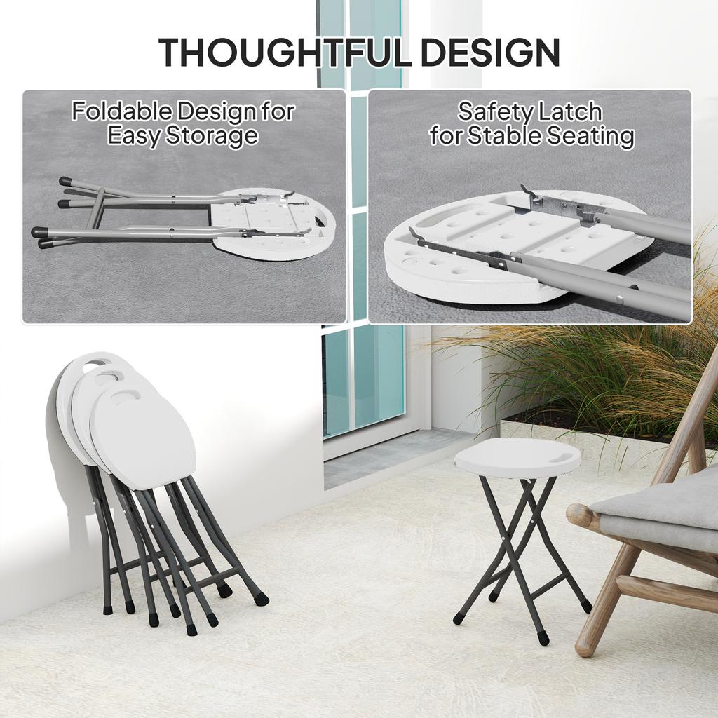 Set Of Four Folding Carry Stools White