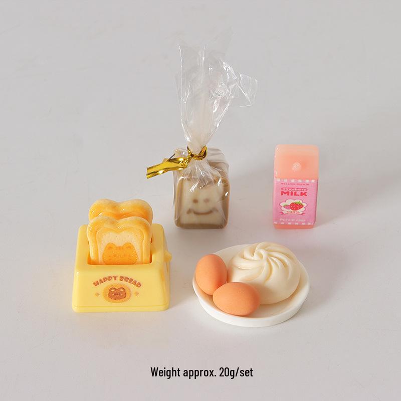 Miniature Dollhouse Breakfast Set: Toaster & Milk Kitchen Accessories Toy