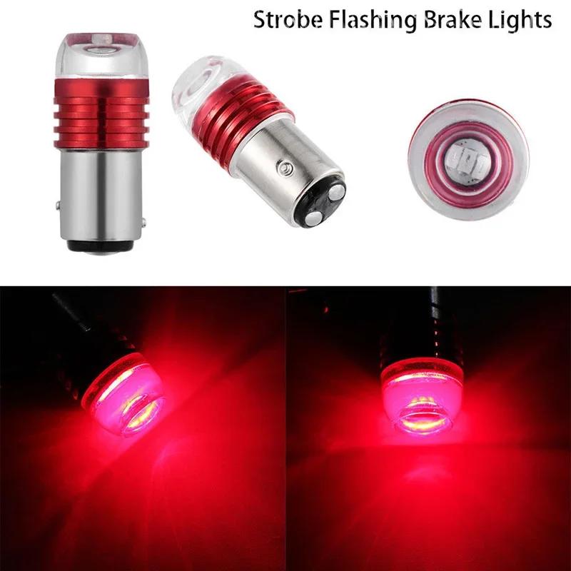 

2pcs Car Tail Brake Light Strobe Flashing LED Lamp Motorcycle Warning Light Bulb Red Stronger Light 12V LED Rear Taillight 1156 BAU15S PY21W білий