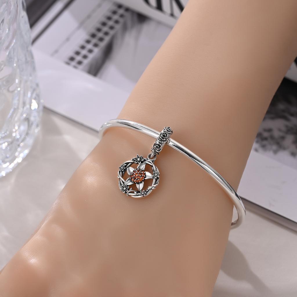 Original Charms Copper Floral Hanging Decorations Plants Beads Fit Bracelet Women Jewelry Making Diy Gift