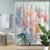 1pc Large Blooming Peony Shower Curtain - Realistic Soft Pastel Art, Polyester, 12 Hooks, Washable & Durable