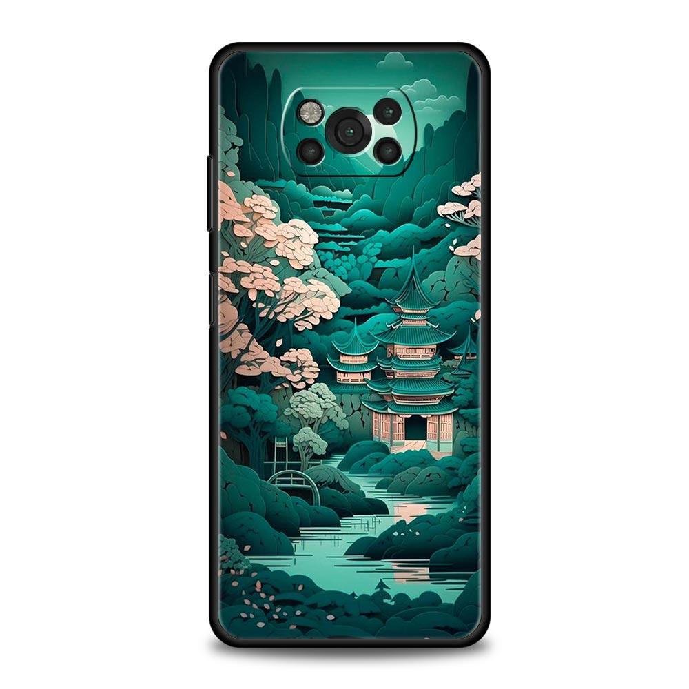 Japanese Landscape Phone Case For For Xiaomi Poco X6 X5 Pro X4 X3 NFC F5 Pro F4 F3 GT M5 M4 Pro 5G M3 C51 C50 C55 Soft Cover