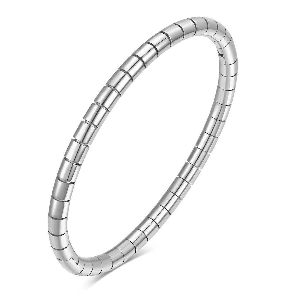 

Простой 5 мм овальный браслет с змеиной костью и браслетом, модный орнамент серебряный