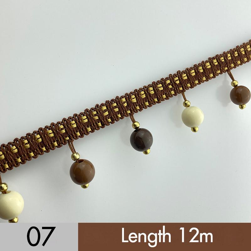 12M Curtain Beaded Tassel Lace Trim Cheap DIY Curtain Sewing Tassel Pompom Ball Edge Fringe Upholstery Decor Accessories