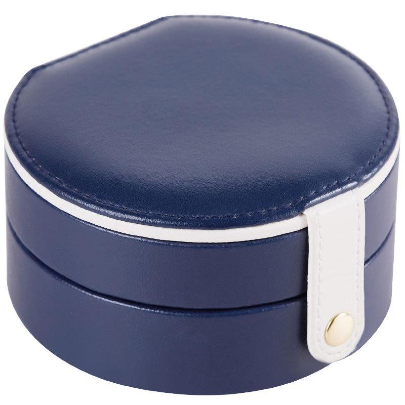 

1Pc Portable Jewelry Organizer PU Leather Jewelry Storage Box with Mirror Display Earring Holder темно-синього кольору