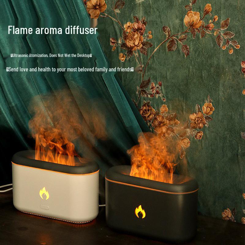 Flame Aroma Diffuser Humidifier with Night Light - Ideal Creative Gift for Home, Bedroom, Family, and Friends.
