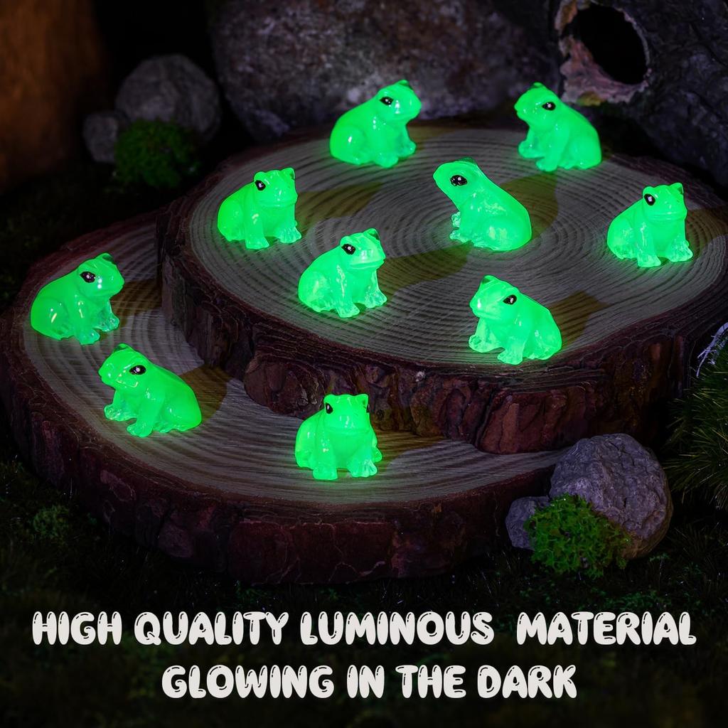 50Pc Luminous Mini Resin Frogs Green Glow In The Dark Cute Tiny Frogs For Micro Moss Landscape Terrariums Aquariums Cake Decor