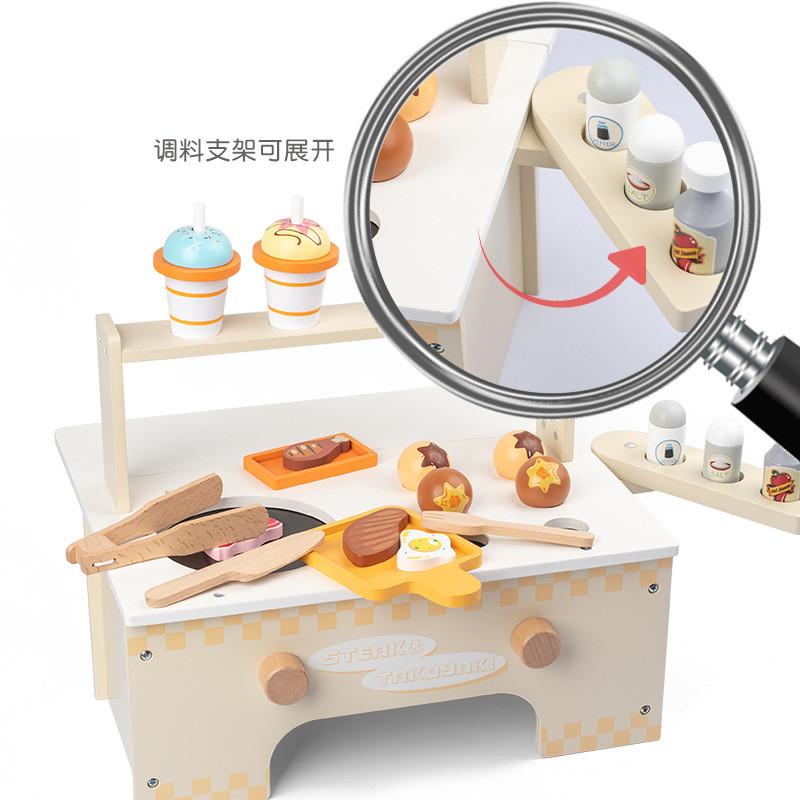 Kids Wooden Food Stall Toy With Ice Cream Bbq For Learning And Imaginative Play