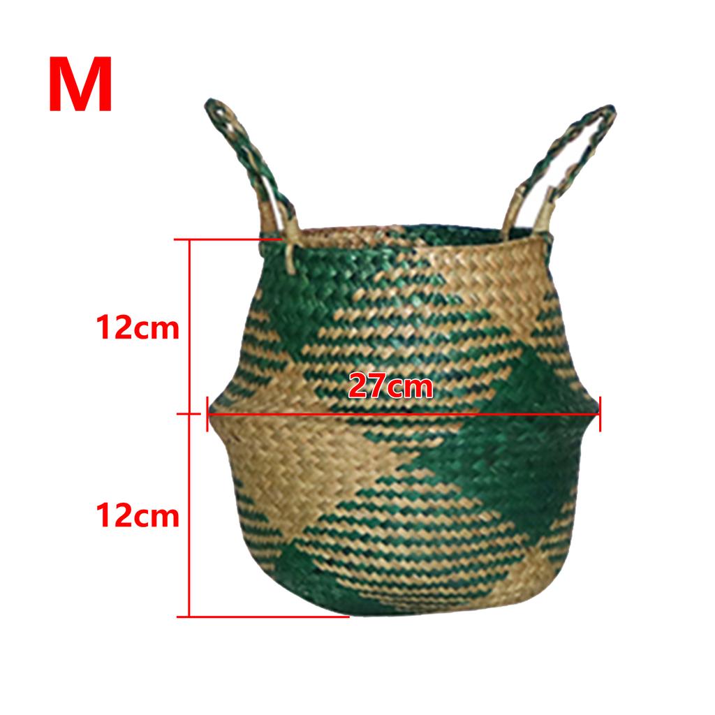 Seaweed Woven Flower Basket Woven Belly Basket Woven Basket Storage Basin Belly Basket Storage Flower Pot Basket