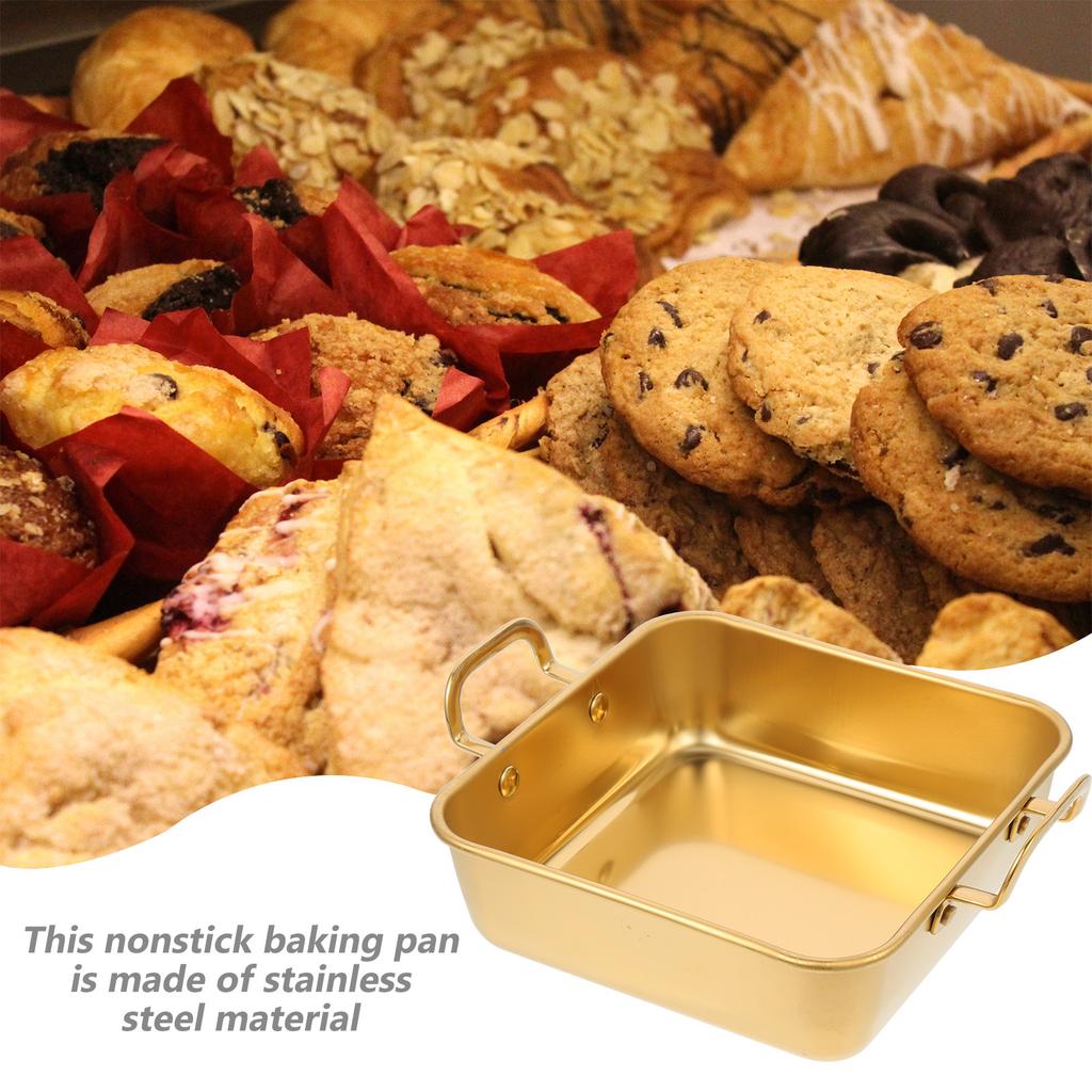 Stainless Steel Baking Pan Nonstick Square Bread Mold Lightweight Easy Clean Cake Tray for Oven Dishwasher Baking Snacks