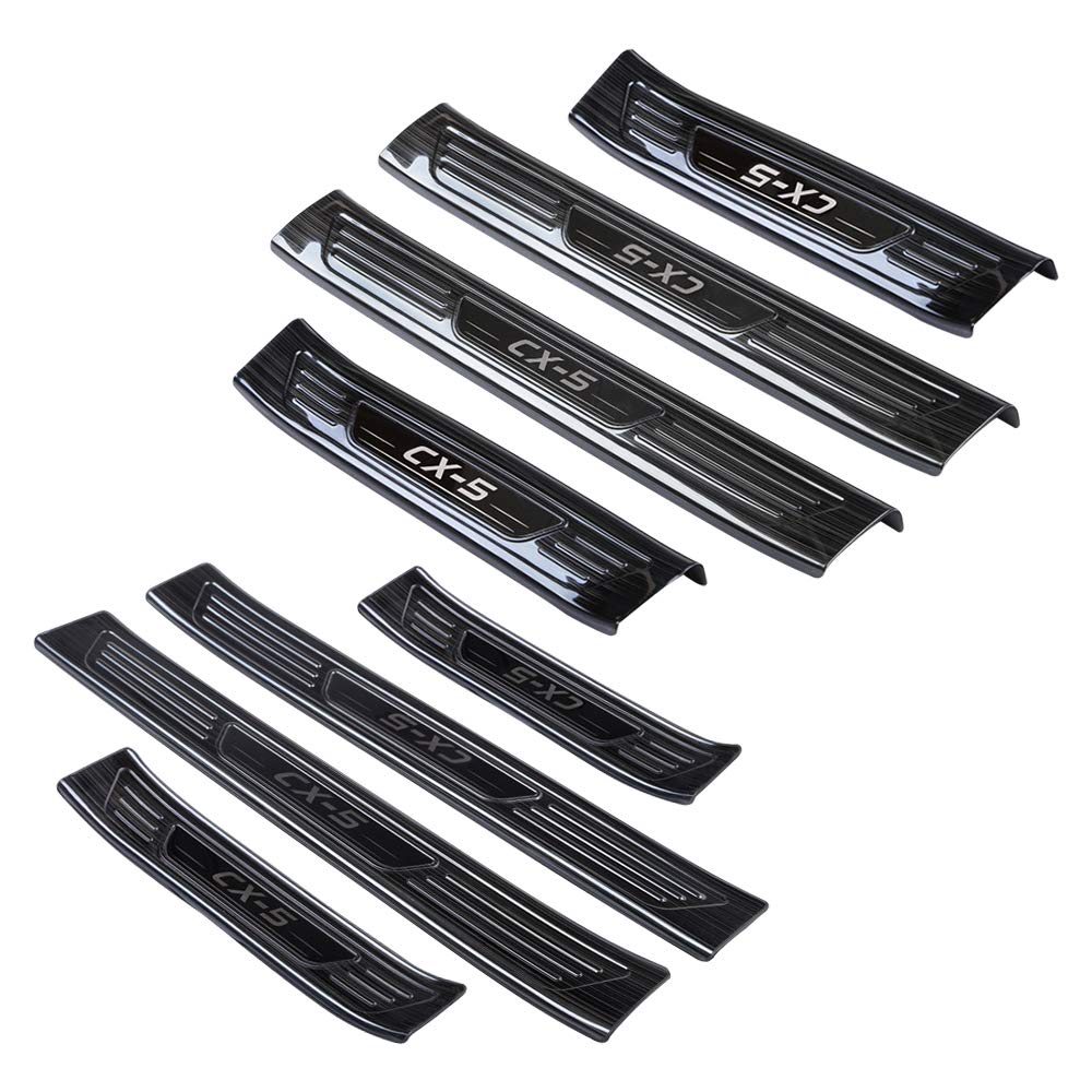 Catland Stainless Steel Side Step Guards for Mazda CX5 KF Series Interior and Exterior Scuff Custom Protective and Black 8-Piece Plates, Parts, Parts,
