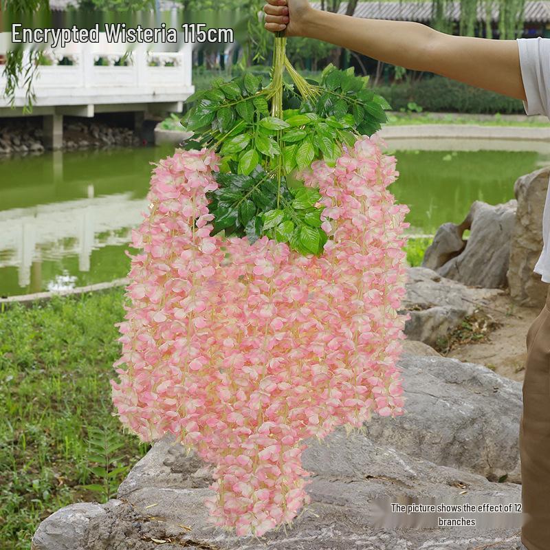 Artificial Wisteria Flower Garland: Violet Hanging Silk Vine for Weddings and Ceiling Decor