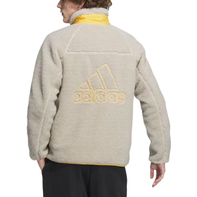 Adidas Logo Print High Collar Long Sleeve Reversible Jacket Men Outerwear Yellow IT8711